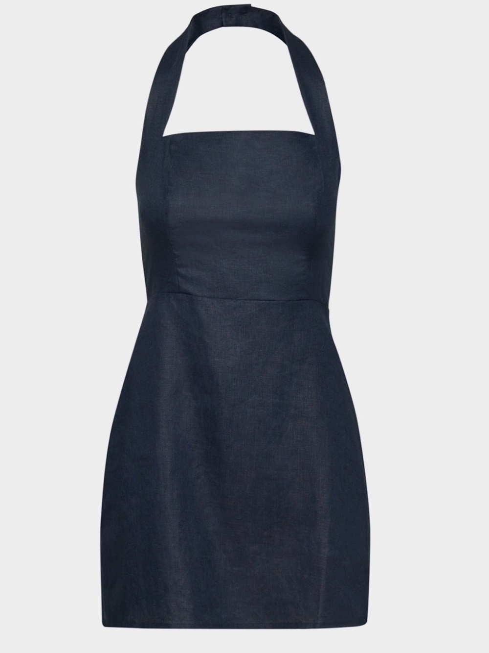 ARTITZIA WILFRED Halter Neck Navy Linen-Blend Mini Dress